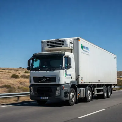 Transporte farmacéutico en camión refrigerado garantizando la cadena de frío.